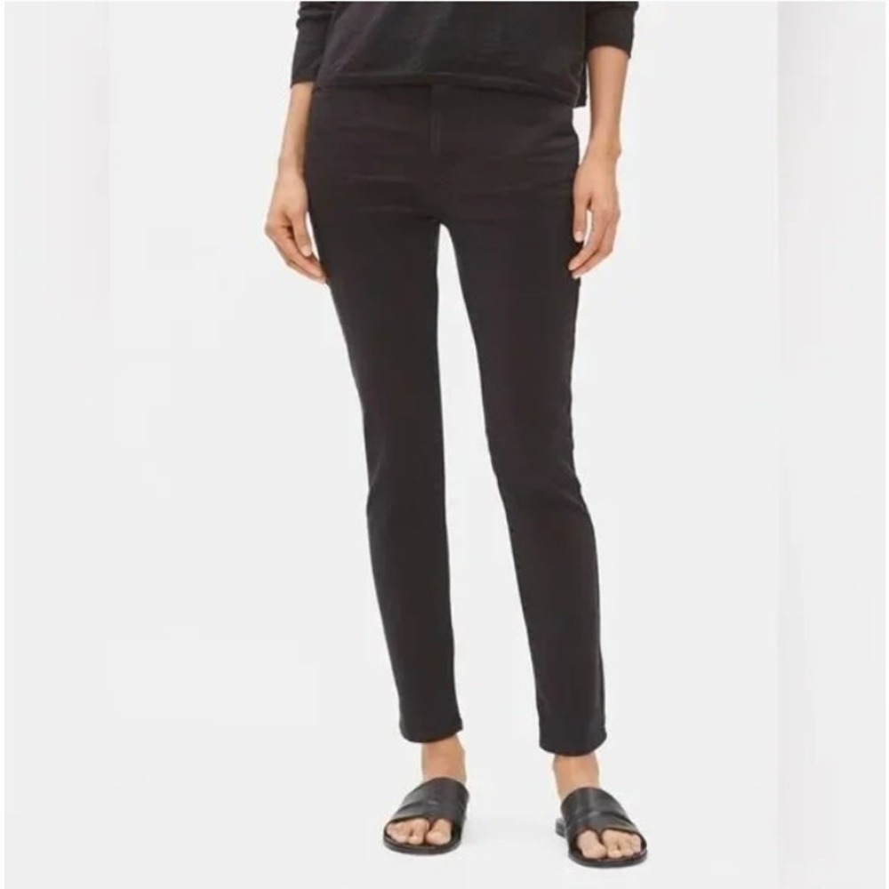 Eileen Fisher Black Straight Jeans Size 2 Organic Cotton Stretch Minimalist